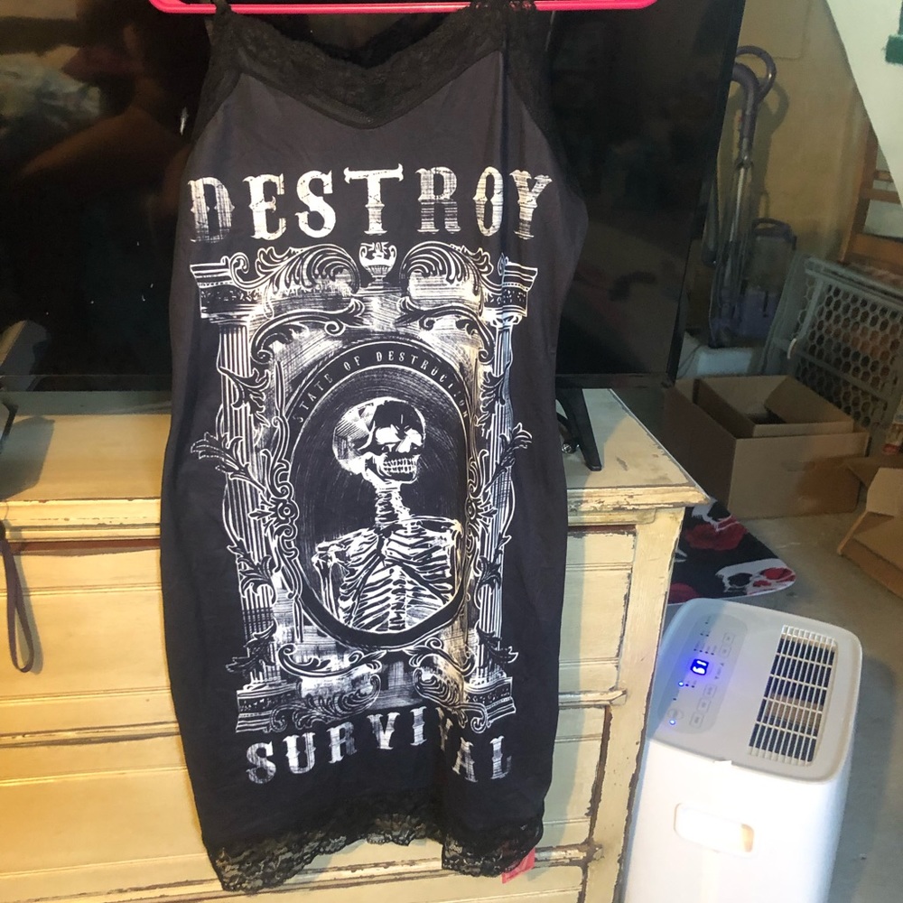 Skull dress. Black/white/black lace. Large. Brand new